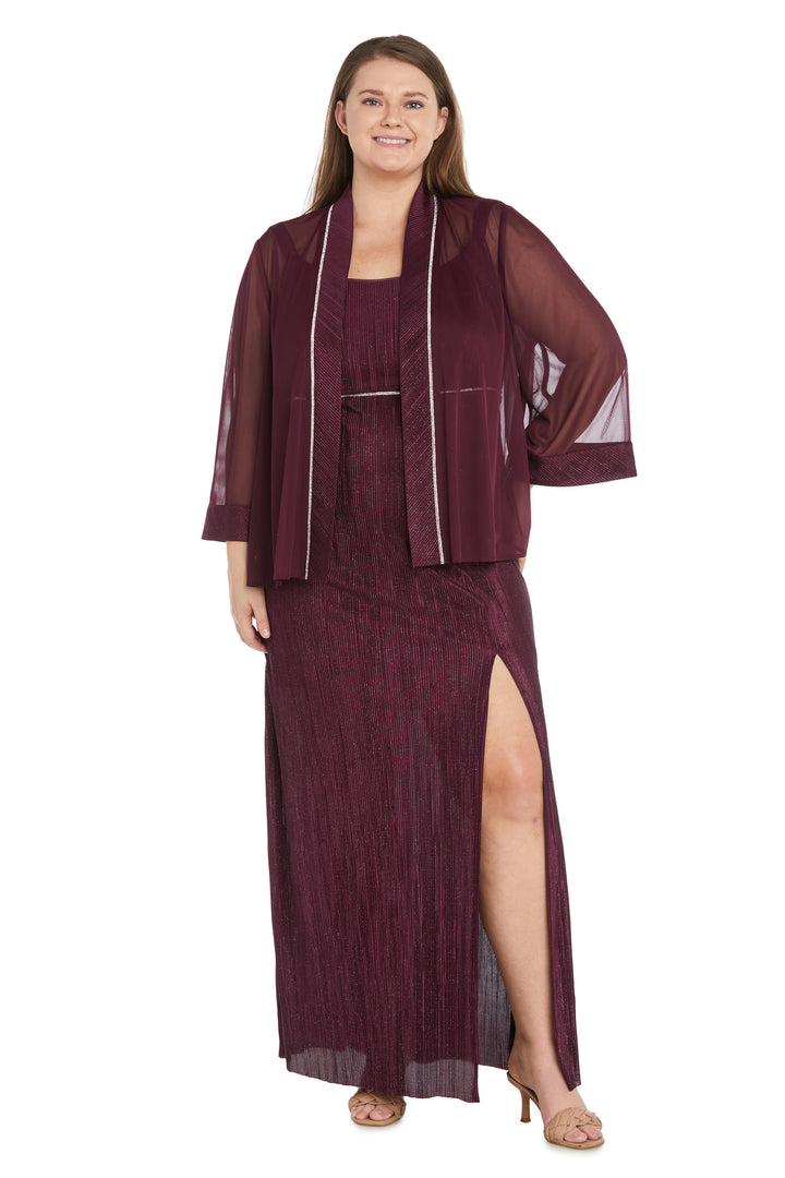 Plus Size Dresses Long Plus Size Crinkled Jacket Dress Burgundy