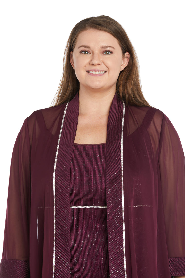 Plus Size Dresses Long Plus Size Crinkled Jacket Dress Burgundy