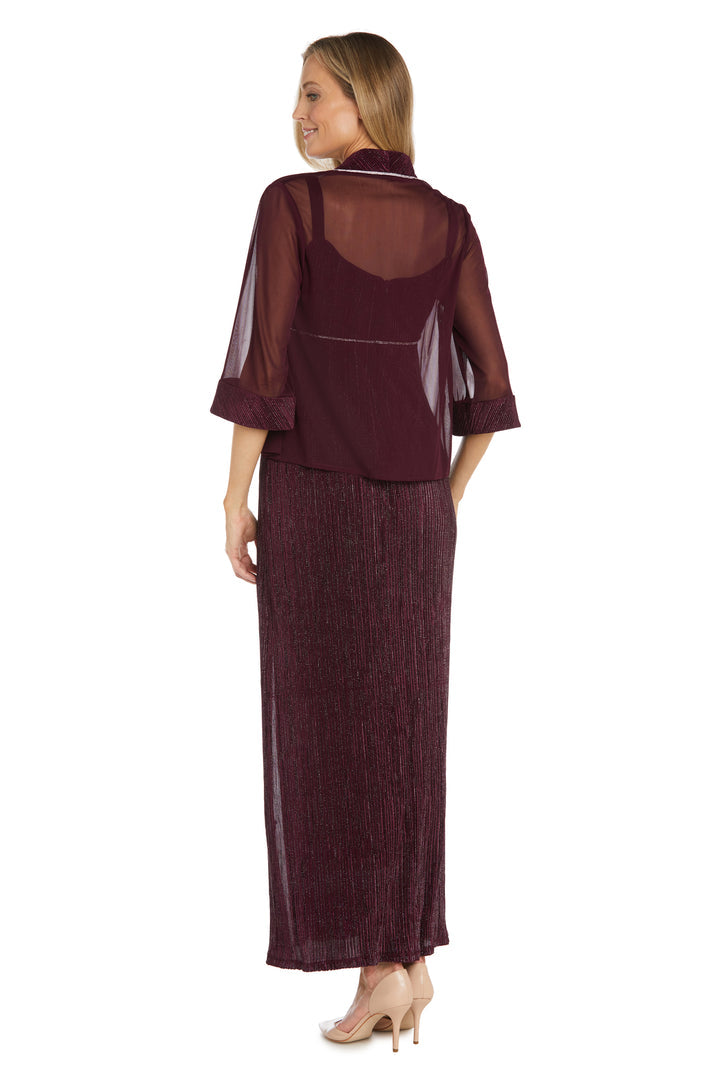 Mother of the Bride Dresses Long Mother of the Bride Crinkled Jacket Dress Burgundy