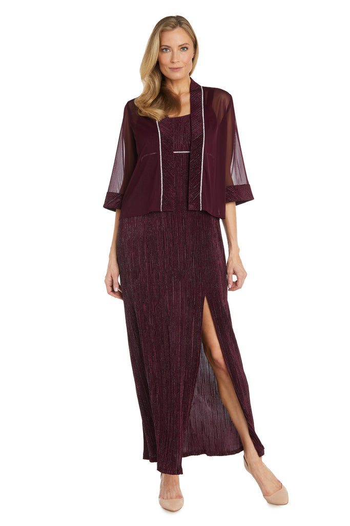 Mother of the Bride Dresses Long Mother of the Bride Crinkled Jacket Dress Burgundy