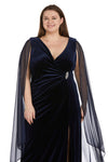 Plus Size Dresses Long Plus Size Cape Wrap Dress Navy