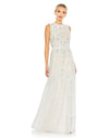 Formal Dresses Long Sleeveless Formal Ruffle Gown Ivory Multi