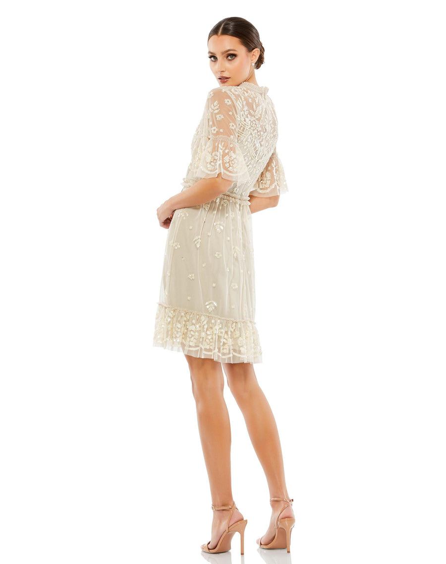 Cocktail Dresses Short Sleeve Cocktail Party Dress Nude Multi