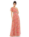 Formal Dresses Long Floral One Shoulder Formal Dress Pink Multi