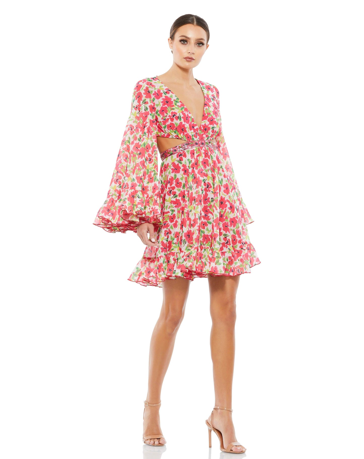 Cocktail Dresses Homecoming Short Floral Cocktail Dress Pink Multi