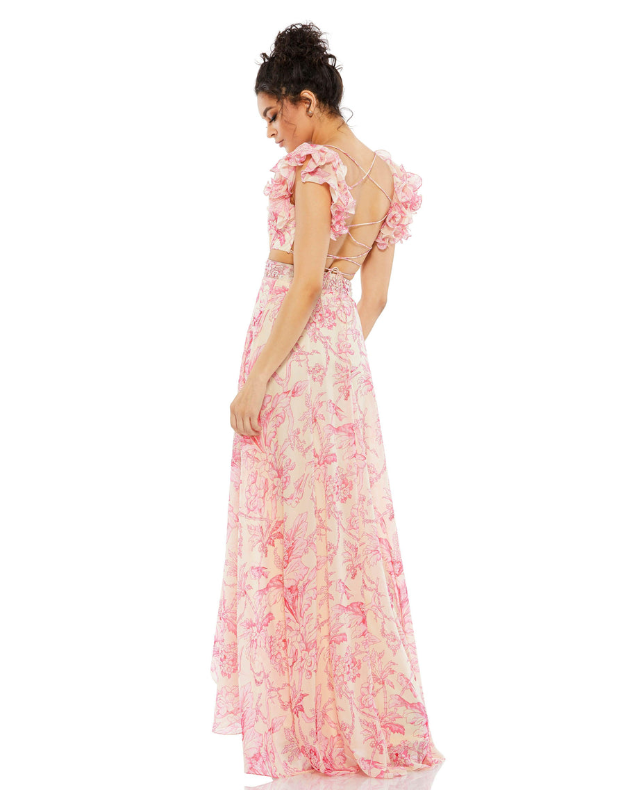 Formal Dresses Long Formal Chiffon Evening Gown Pink Multi