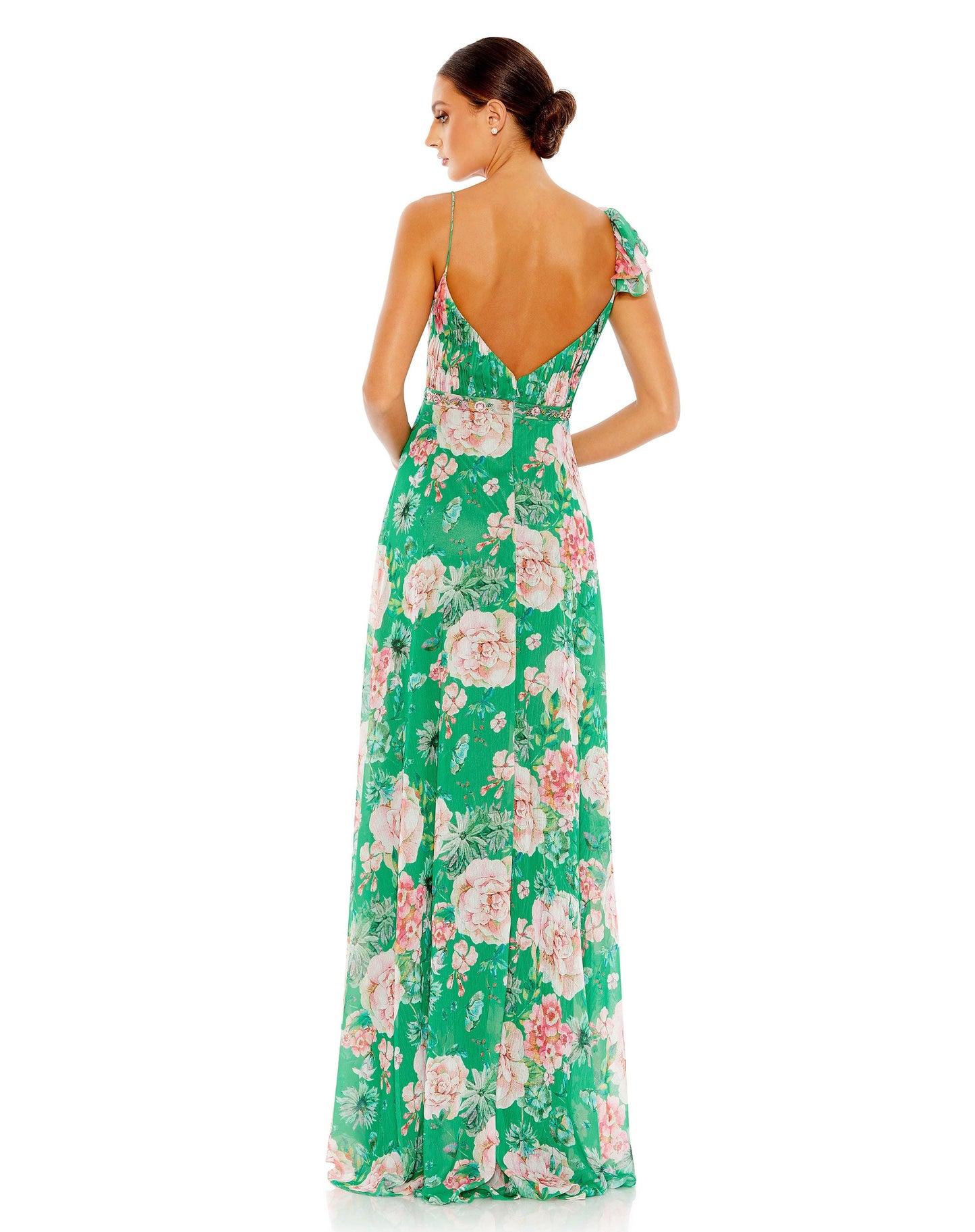 Formal Dresses Long Spaghetti Strap Formal Gown Green Multi