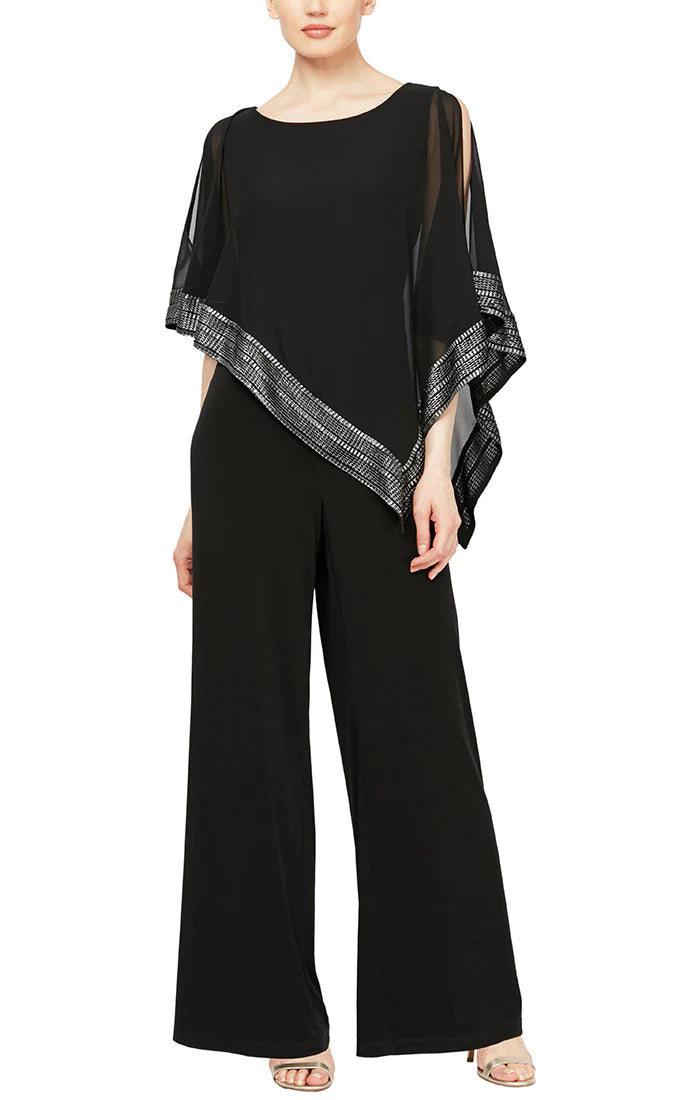 Jumpsuit Asymmetrical Cape Jumpsuit Black