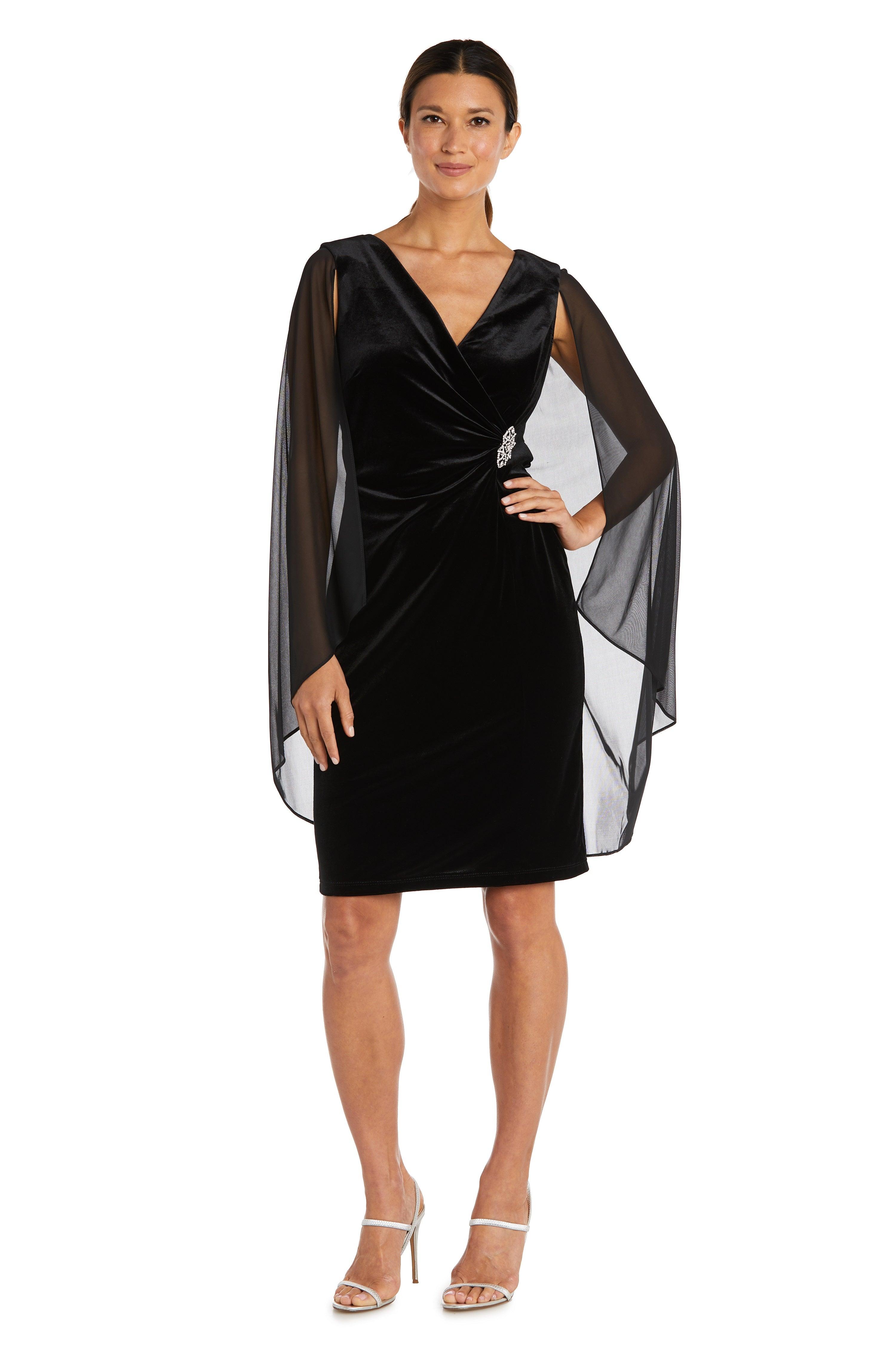 Black R&M Richards 9216 Short Cocktail Cape Dress for $73.99 – The Dress  Outlet