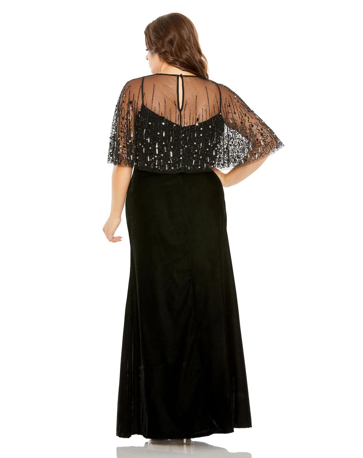 Plus Size Dresses Long Plus Size Velvet Cape Dress Black