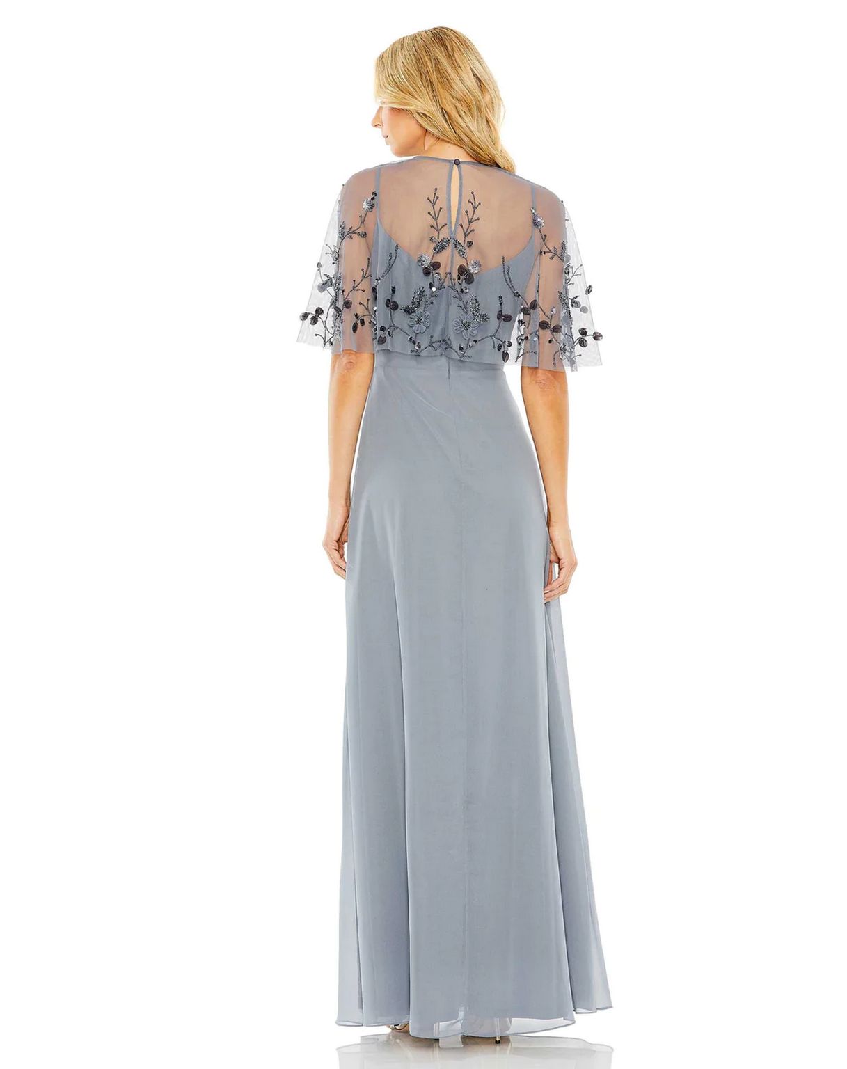 Mother of the Bride Dresses Long Formal Evening Cape Dress Slate Blue