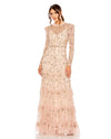 Formal Dresses Long Sleeve Formal Chiffon Gown Blush