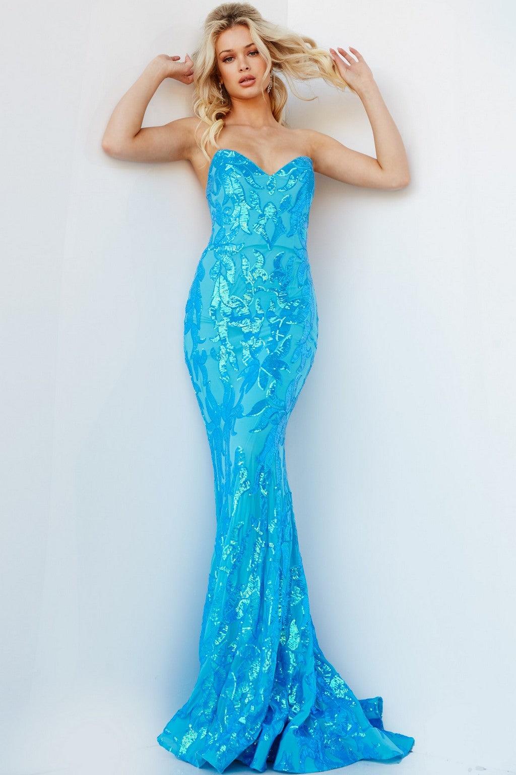 Prom Dresses Strapless Long Fitted Evening Gown TURQUOISE