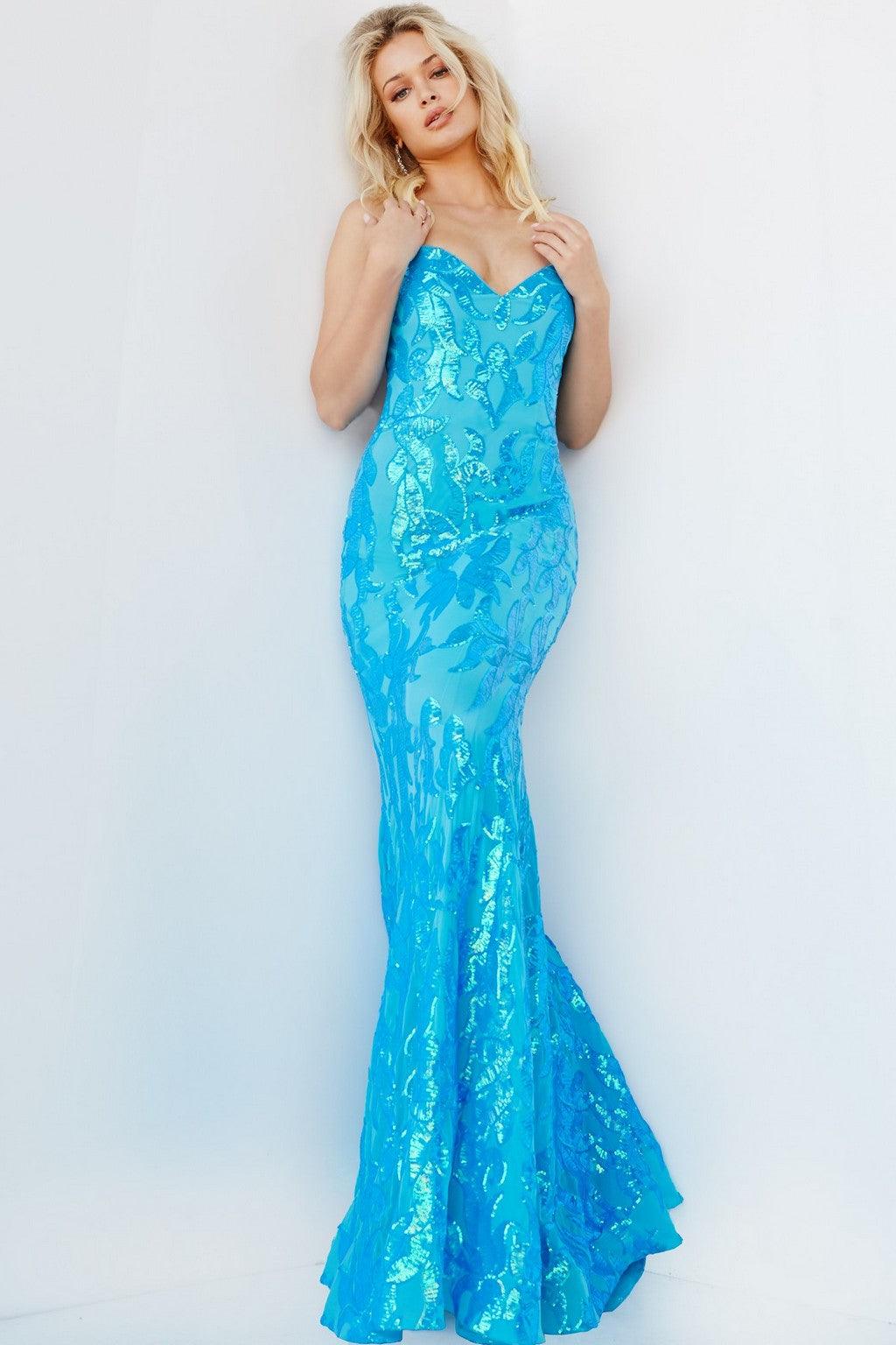 Prom Dresses Strapless Long Fitted Evening Gown TURQUOISE