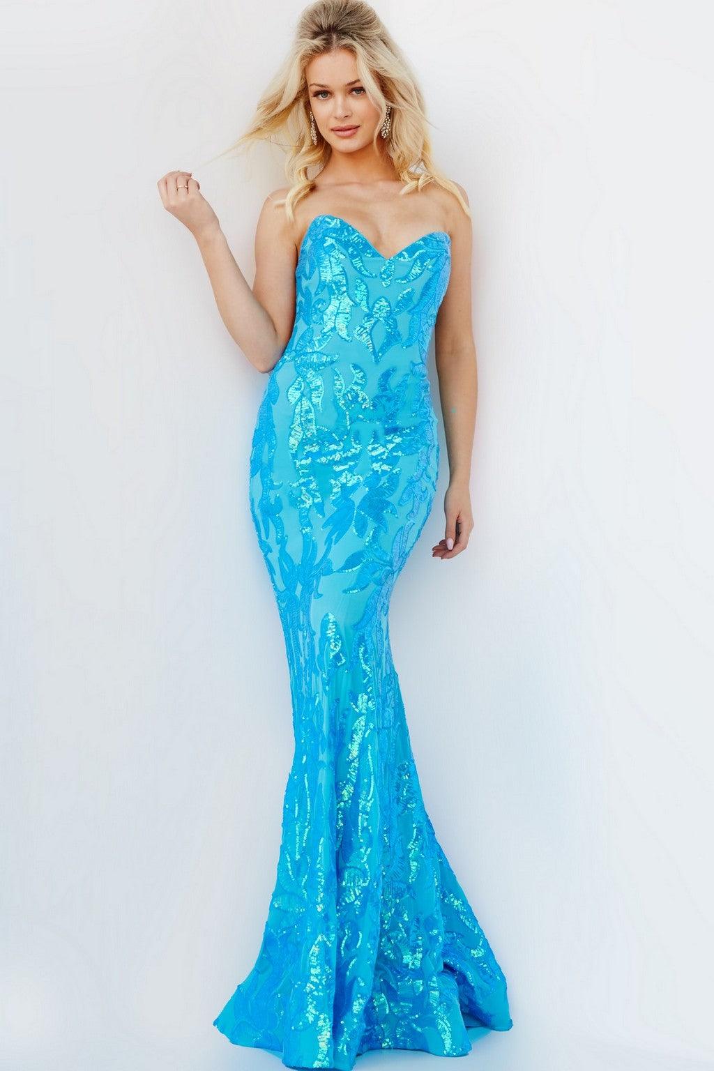 Prom Dresses Strapless Long Fitted Evening Gown TURQUOISE