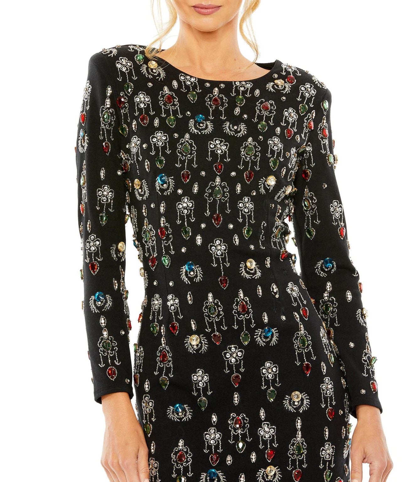 Cocktail Dresses Short Jewel Embellished Velvet Dress Black Multi