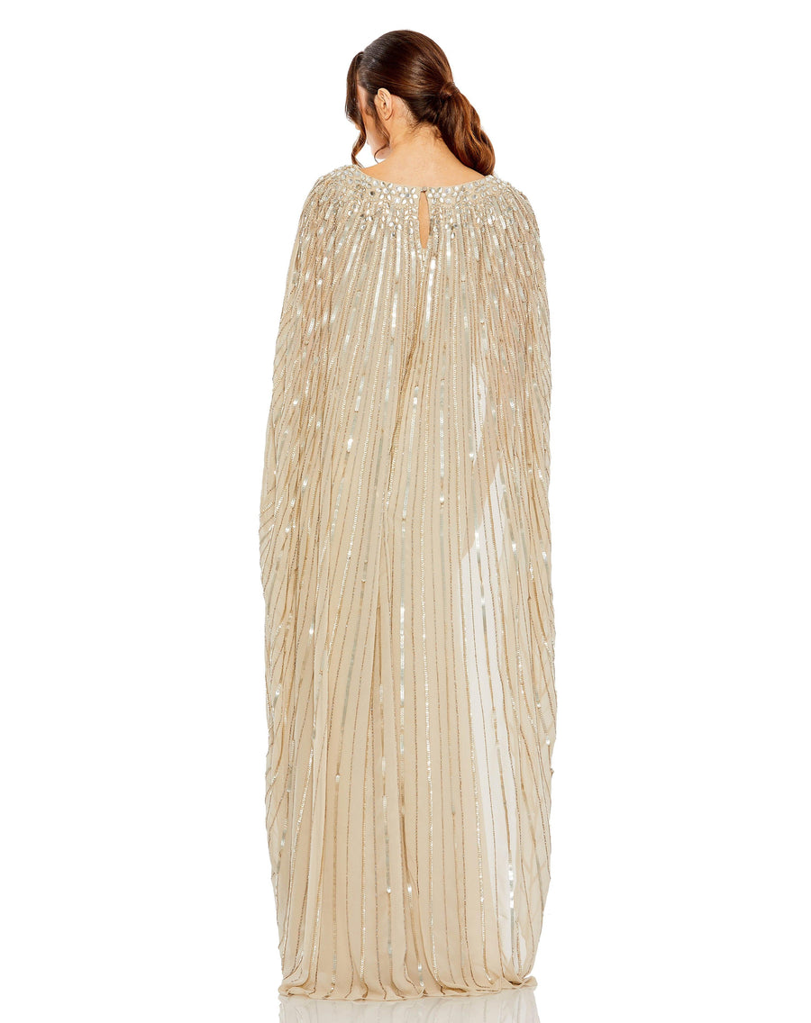 Formal Dresses Long Cape Sleeve Formal Dress Champagne