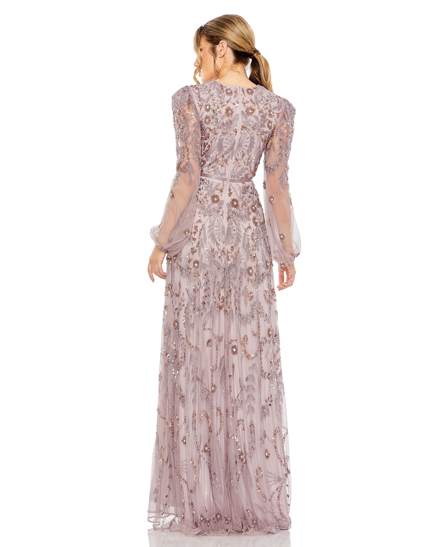 Formal Dresses Beaded Long Sleeve Fitted Formal Evening Gown Heather