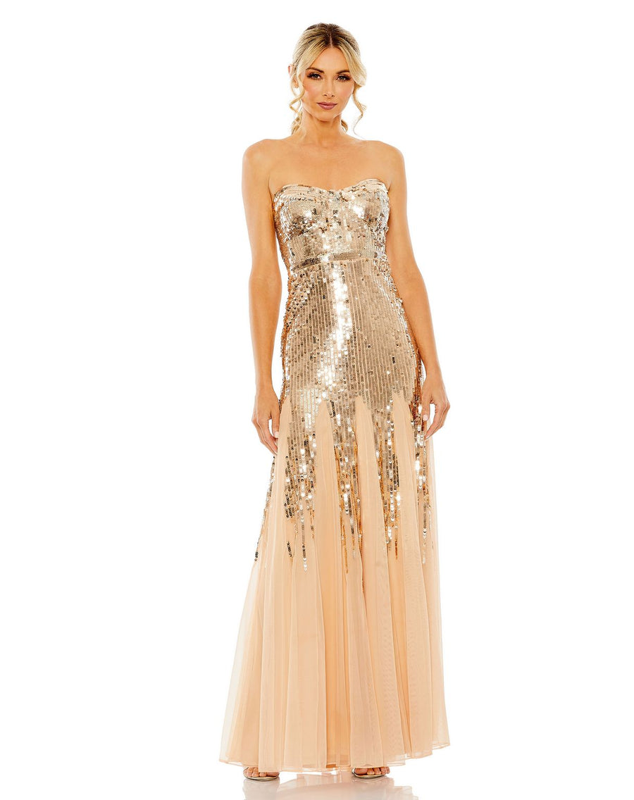 Prom Dresses Long Formal Sequin Gown Rose Gold