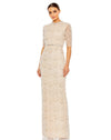 Formal Dresses Long Fitted Beaded Fringe Formal Evening Dress Nude