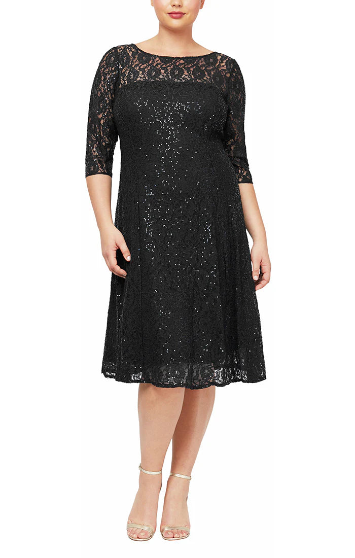 Cocktail Dresses Plus Size Sequin Lace Cocktail Dress Black