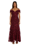 Formal Dresses Embroidered Long Godet Dress Merlot