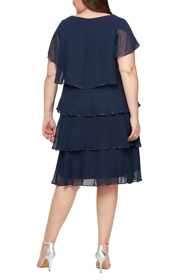 Cocktail Dresses Plus Size Tiered Chiffon Cocktail Dress New Navy