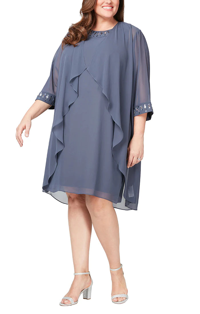 Cocktail Dresses Plus Size Elongated Jacket Cocktail Dress Steel