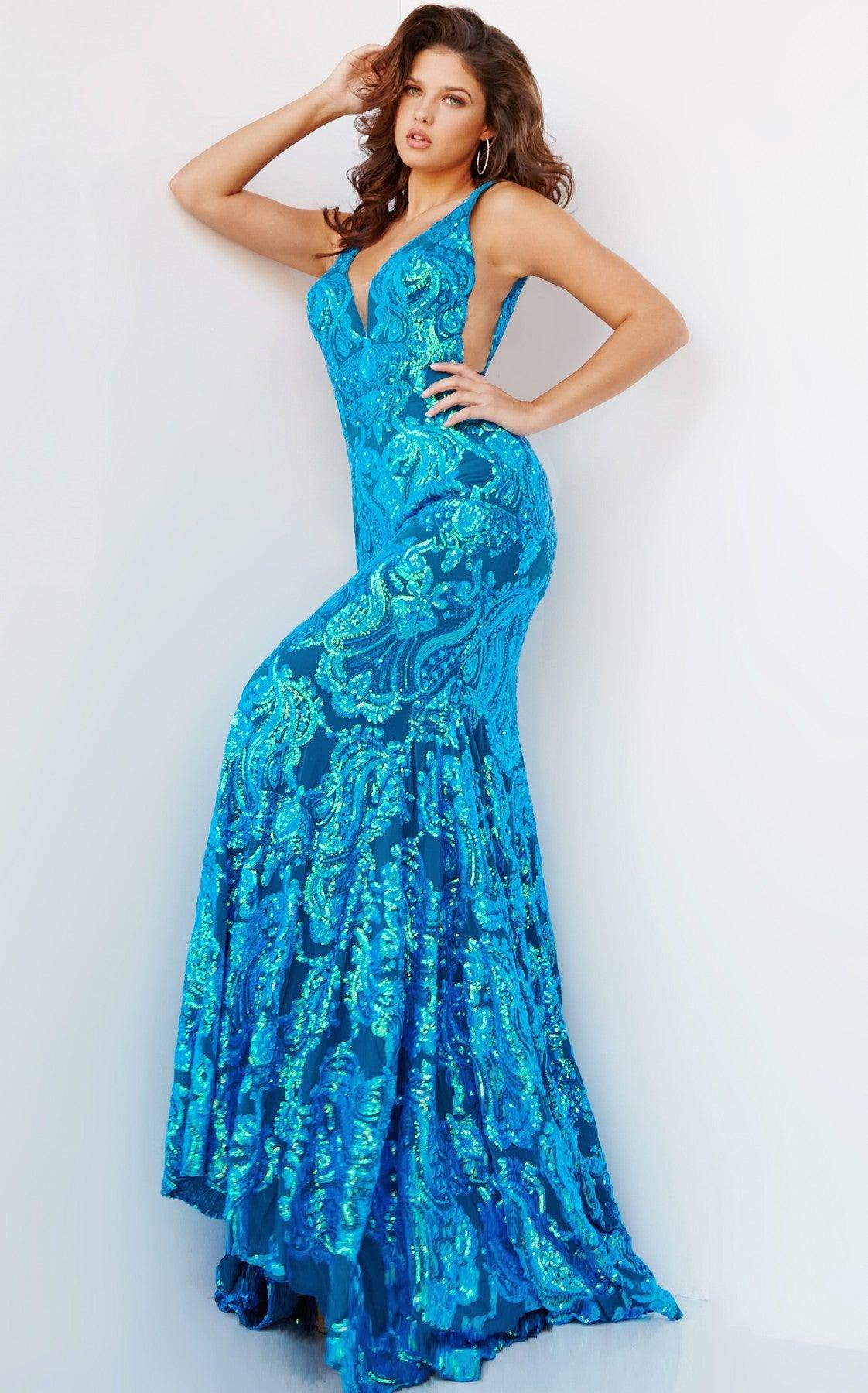 Prom Dresses Long Sleeveless Mermaid Prom Dress Iridescent Royal