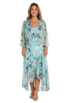 Mother of the Bride Dresses High Low Floral Jacket Dress Aqua