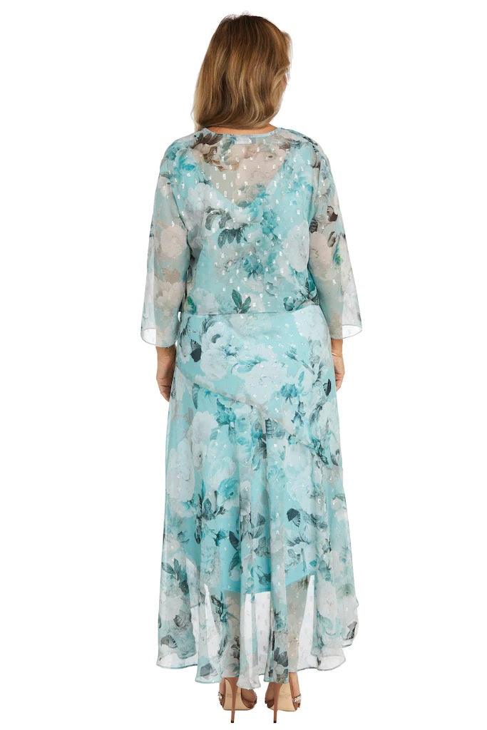 Mother of the Bride Dresses High Low Floral Jacket Dress Aqua