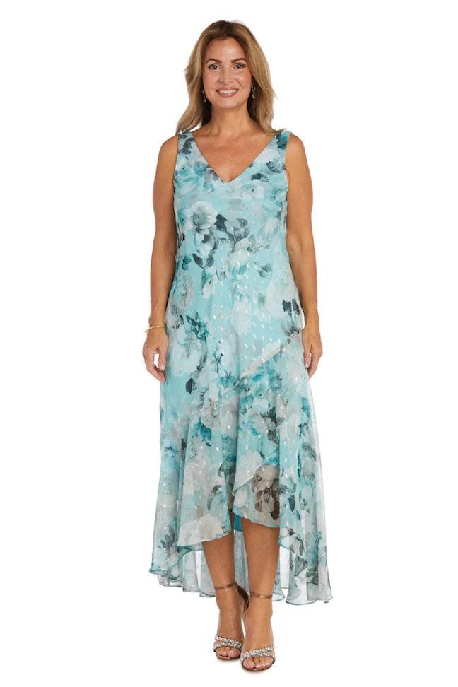 Mother of the Bride Dresses High Low Floral Jacket Dress Aqua