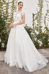 Wedding Dresses Cap Sleeve Long Wedding Dress OFF WHITE