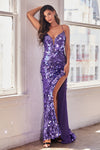 Prom Dresses Long Spaghetti Strap Fitted Paillette Prom Dress Nova Purple