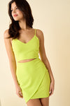 Cocktail Dresses Short Spaghetti Strap Front Cutout Bodycon Mini Dress Lime Yellow