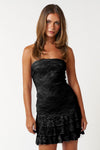 Cocktail Dresses Short Strapless Lace Ruffle Dress Black