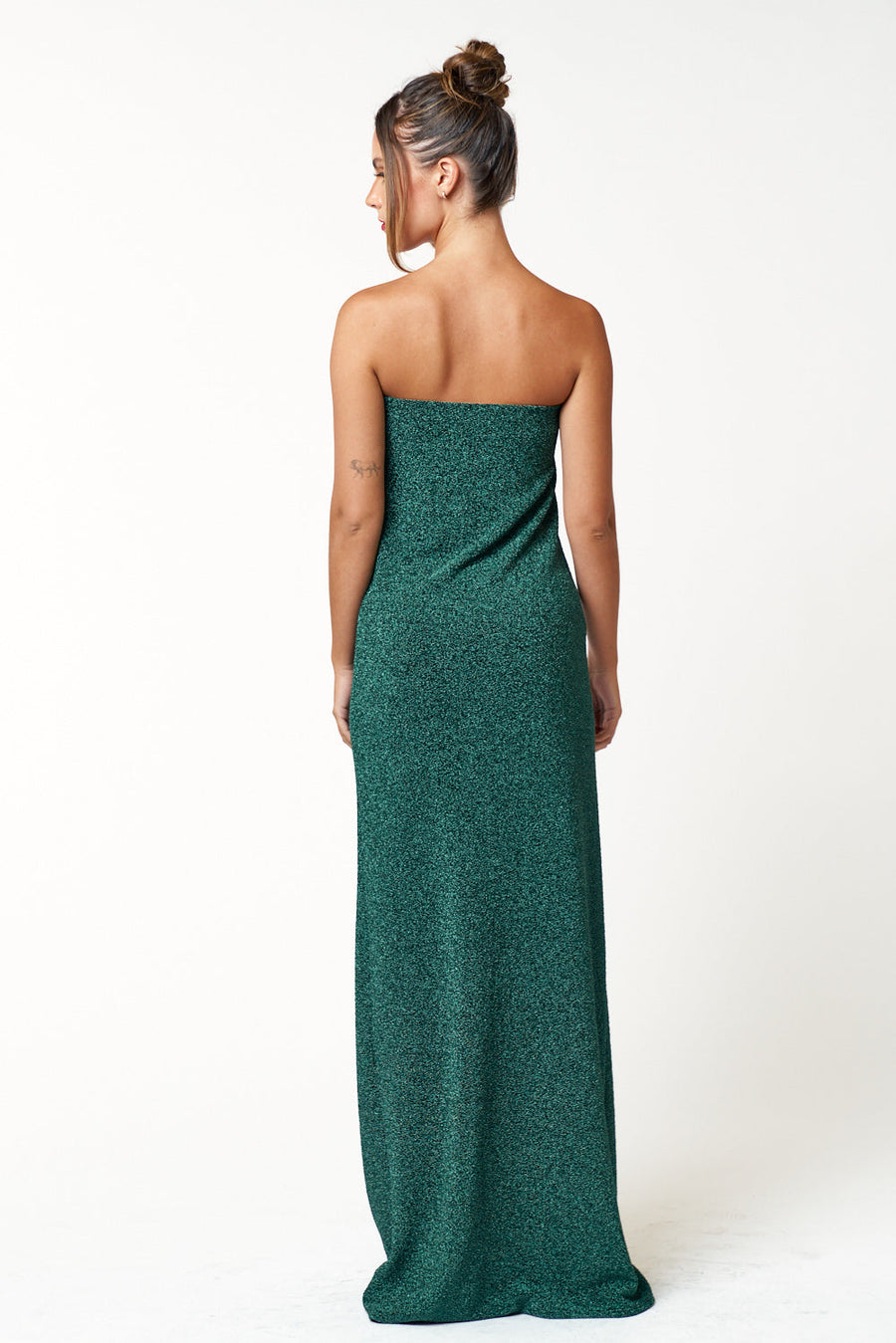 Formal Dresses Long Strapless Glitter Maxi Dress Green