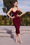 Prom Dresses Fitted Long Midi Cocktail Dress Bordeaux