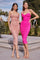 Prom Dresses Fitted Long Midi Cocktail Dress Hot Pink