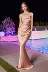 Prom Dresses Fitted Long Evening Gown Rosegold