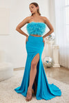 Prom Dresses Strapless Long Fitted Prom Dress Ocean Blue