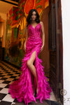 Prom Dresses Long Prom Feathered Dress Fuchsia