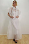 Formal Dresses Flutter Sleeve Chiffon Ribbon Long Dress White