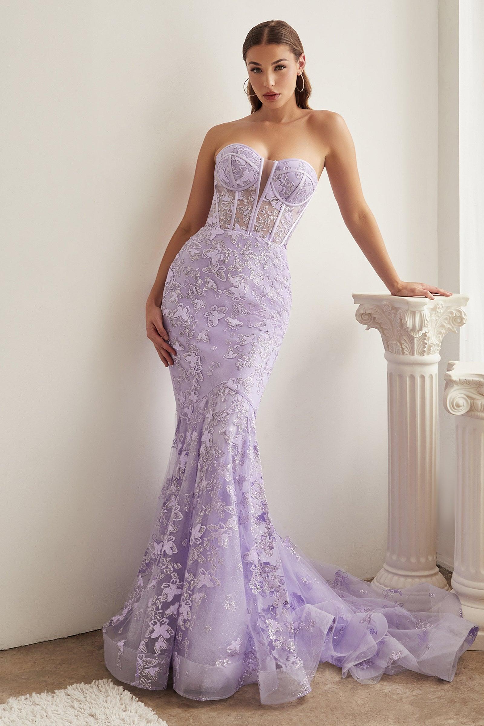 lavender mermaid prom dress