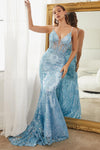 Prom Dresses Long Fitted Evening Gown Blue