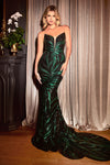 Formal Dresses Long Strapless Sequin Mermaid Dress Black Green