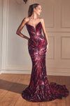 Formal Dresses Long Strapless Sequin Mermaid Dress Black Red