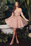 Short Off Shoulder Homecoming Dress BLUSH