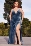 Prom Dresses Plus Size Long Evening Gown Smoky Blue