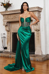 Prom Dresses Strapless Long Evening Dress Emerald